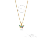 Ziyang Colorful Droplet Oil Butterfly Necklace Simple Stainless Steel Pendant Necklace Collar Chain for Women
