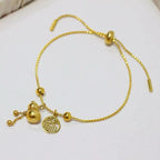 Ziyang Lucky Charm Adjustable Bracelet for Women - Ethnic Style and National Trend with 'Fu' Character Non Tarnish Minimalist Fashion Jewelry