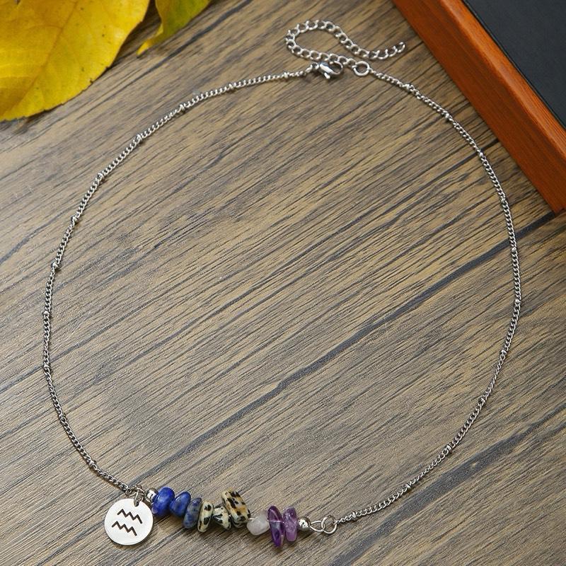 Ziyang 12 Constellation Natural Stone Beads Lucky Necklace for Men and Women - Fashion Jewelry Gift