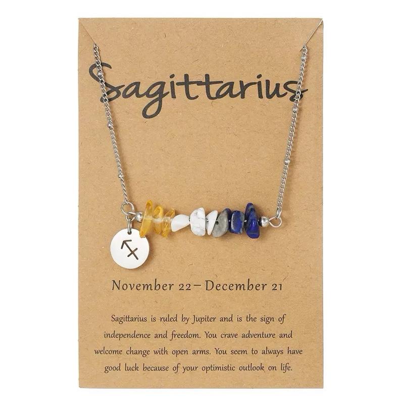 Ziyang 12 Constellation Natural Stone Beads Lucky Necklace for Men and Women - Fashion Jewelry Gift