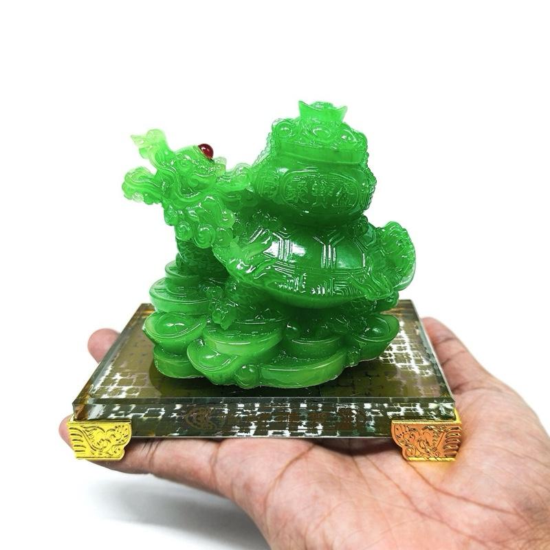 Ziyang fengshui lucky-charm jade Dragon Turtle with jade money coin Treasure Pot for home office lucky for business Ornaments Decor Gift