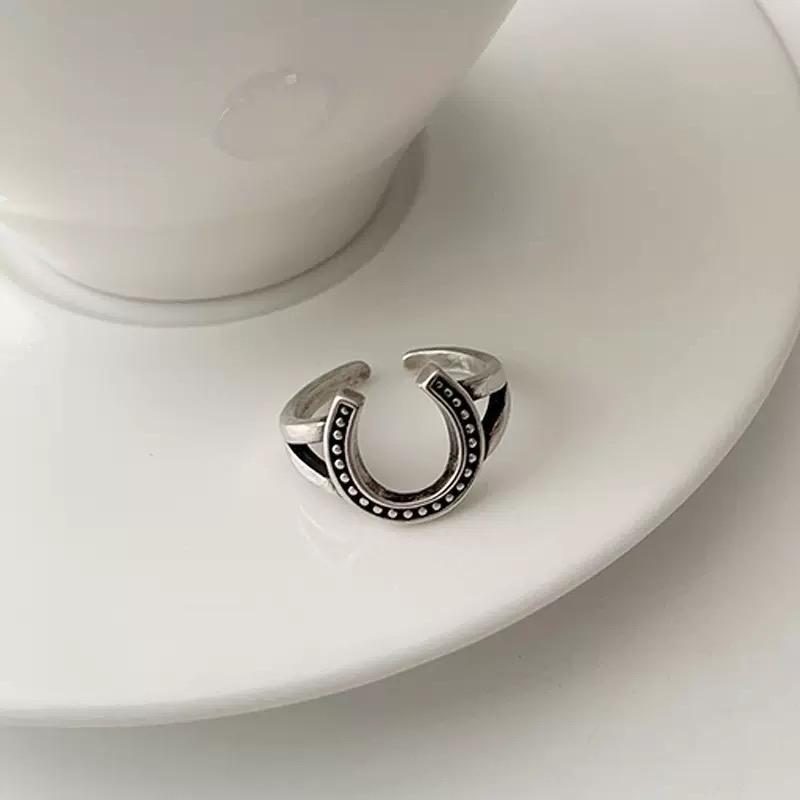 Ziyang Lucky Horseshoe Adjustable Ring Silver Stainless Steel For Women and Men Fashion Accessories jewelry