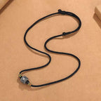 Ziyang Retro Six-Character Mantra Necklace For Women and Men Fashion Jewelry Black Cord Adjustable Length