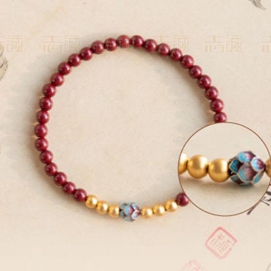 Ziyang 8mm Red Sandalwood With Lotus Bracelet For Women - Elegant Beaded Jewelry with Unique Design