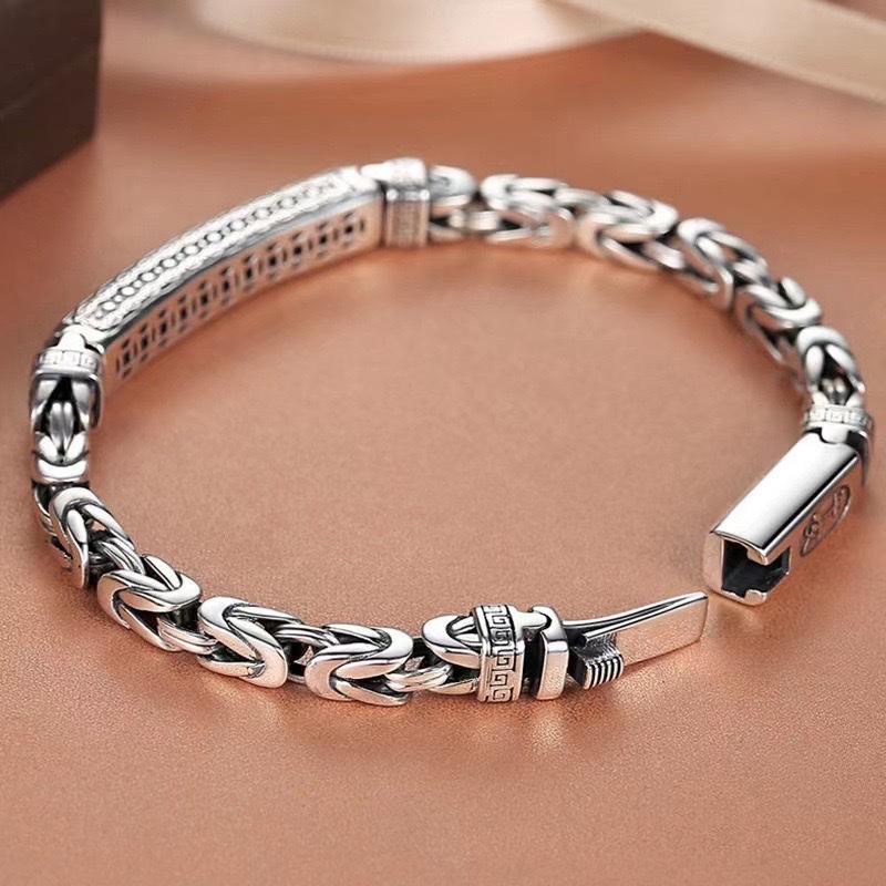 Ziyang Retro Thai Silver Peace Pattern Men's Bracelet Unique Trendy Gift Accessory with Intricate Design