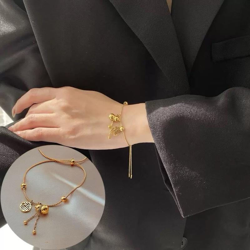 Ziyang Lucky Charm Adjustable Bracelet for Women - Ethnic Style and National Trend with 'Fu' Character Non Tarnish Minimalist Fashion Jewelry