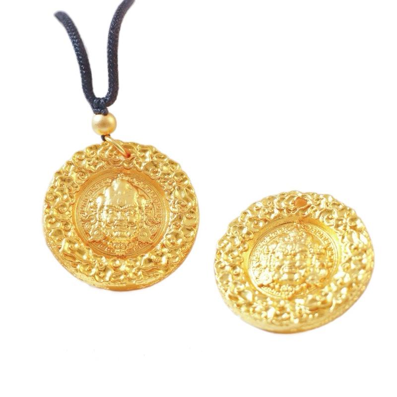 Ziyang Yellow Dzambala Yellow Wealth Guardian Necklace for Women and Men Fashion Jewelry with Intricate Design and Black Cord