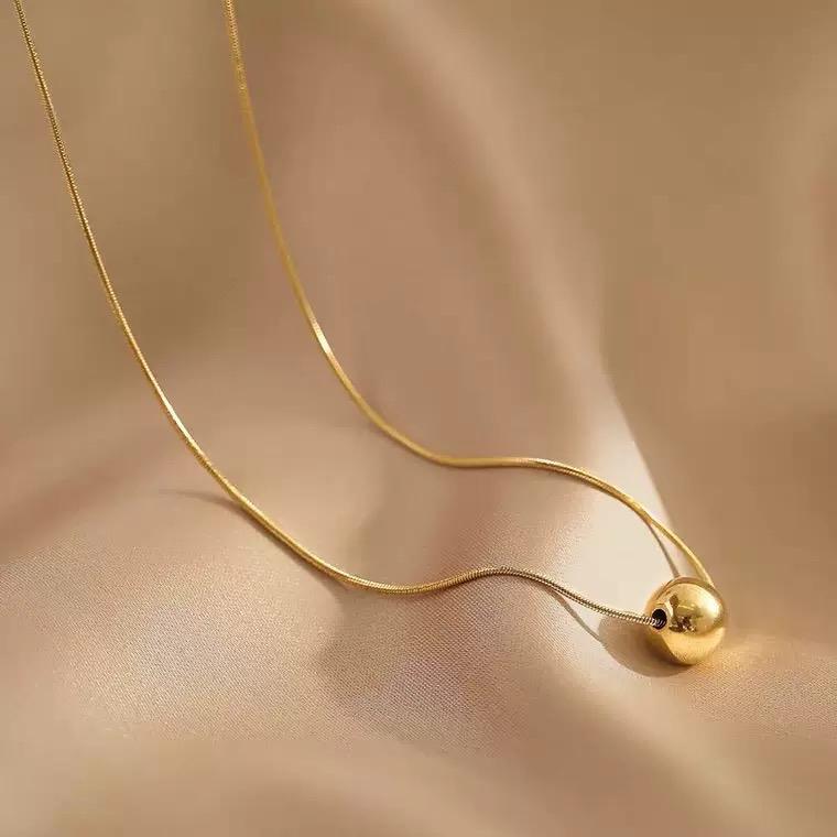 Ziyang Titanium Steel Necklace with Light Luxury and Simple Small Golden Ball Snake Chain With Box Perfect Gift