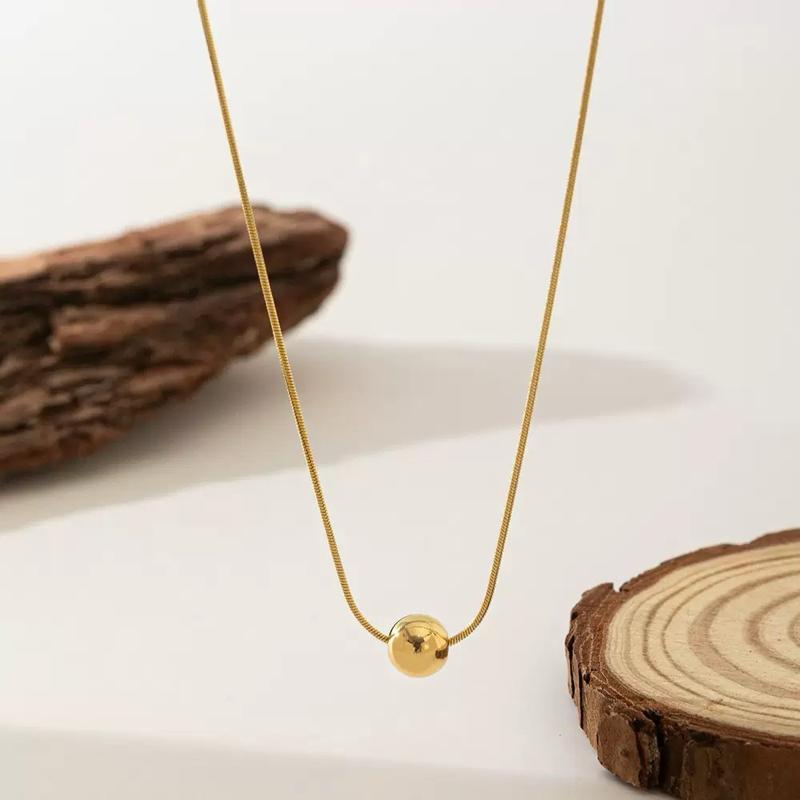 Ziyang Titanium Steel Necklace with Light Luxury and Simple Small Golden Ball Snake Chain With Box Perfect Gift