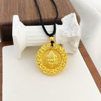 Ziyang Yellow Dzambala Yellow Wealth Guardian Necklace for Women and Men Fashion Jewelry with Intricate Design and Black Cord