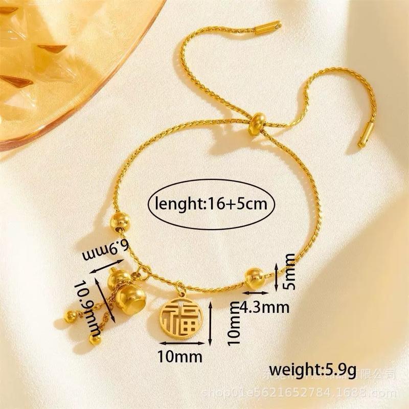 Ziyang Lucky Charm Adjustable Bracelet for Women - Ethnic Style and National Trend with 'Fu' Character Non Tarnish Minimalist Fashion Jewelry
