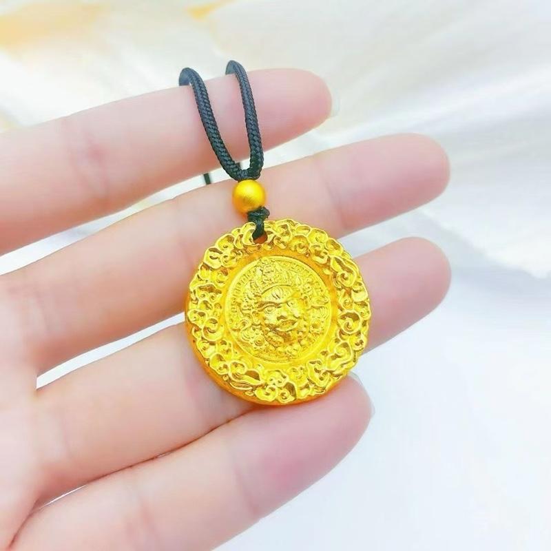 Ziyang Yellow Dzambala Yellow Wealth Guardian Necklace for Women and Men Fashion Jewelry with Intricate Design and Black Cord