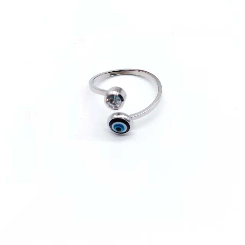 Ziyang Blessed Evil Eye Stainless Steel Ring for Women Men Lucky Knuckle Birthday Gift Jewelry with Blue Eye Design