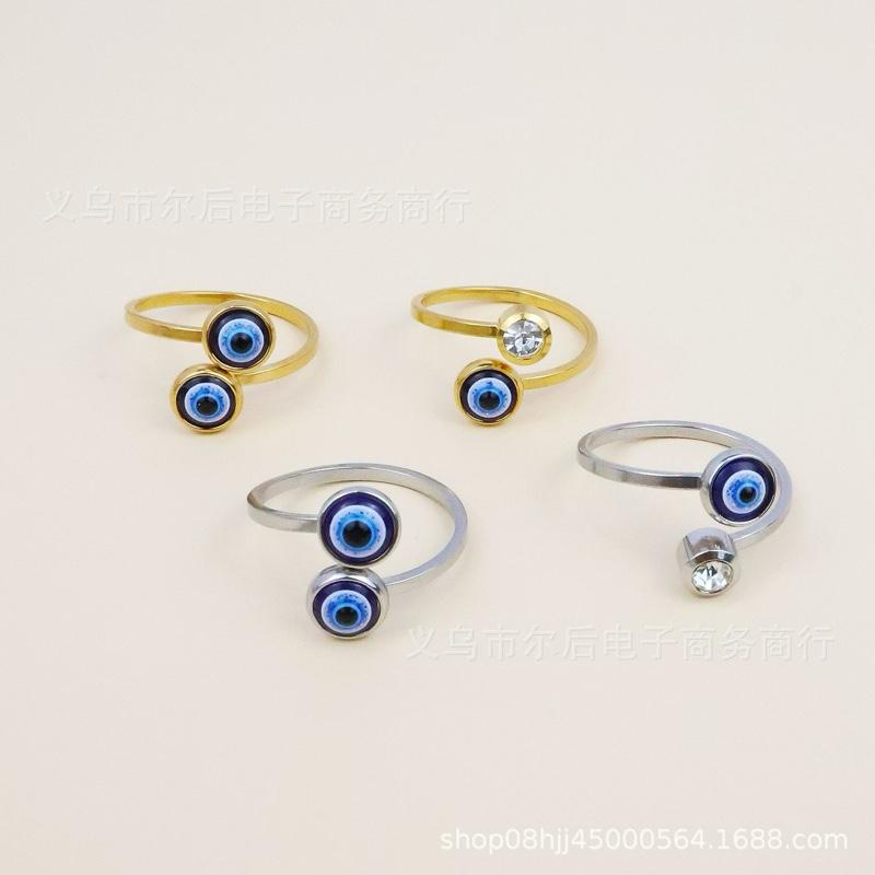 Ziyang Blessed Evil Eye Stainless Steel Ring for Women Men Lucky Knuckle Birthday Gift Jewelry with Blue Eye Design