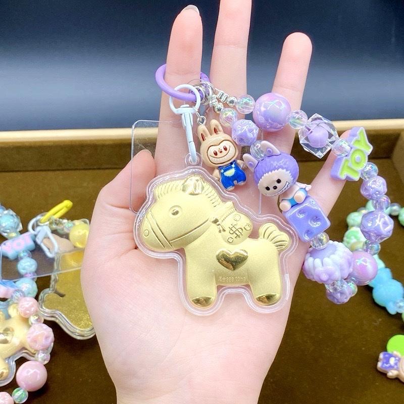 Ziyang Little Horse Keychain Pendant Bag Charm Key Holder Car Charm Hanging Decoration with Colorful Beads and Adorable Horse Design