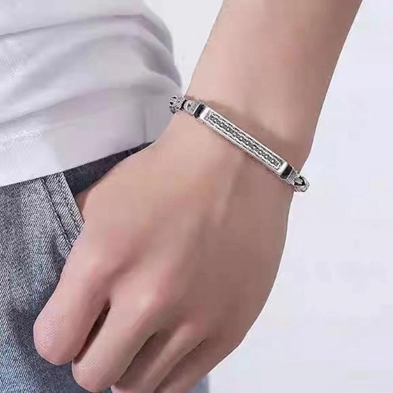 Ziyang Retro Thai Silver Peace Pattern Men's Bracelet Unique Trendy Gift Accessory with Intricate Design