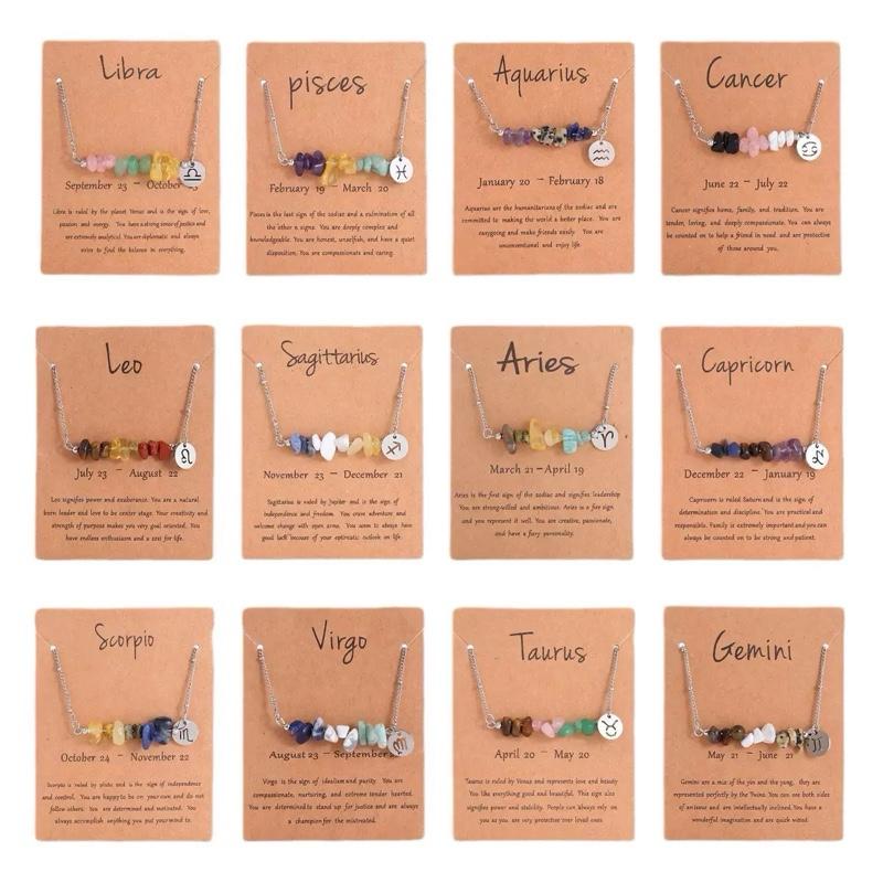 Ziyang 12 Constellation Natural Stone Beads Lucky Necklace for Men and Women - Fashion Jewelry Gift