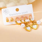 Stainless Steel Heart Earrings Set - 3 Pairs Non-Tarnish Fashion Jewelry for Women Elegant & Stylish Accessories