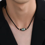 Ziyang Retro Tibetan Six-Syllable Mantra Auspicious Bead Necklace with Prayer Bead Pendant Unisex Fashionable Light Luxury Chain Cord