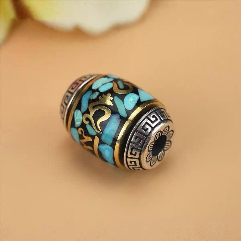 Ziyang Retro Tibetan Six-Syllable Mantra Auspicious Bead Necklace with Prayer Bead Pendant Unisex Fashionable Light Luxury Chain Cord