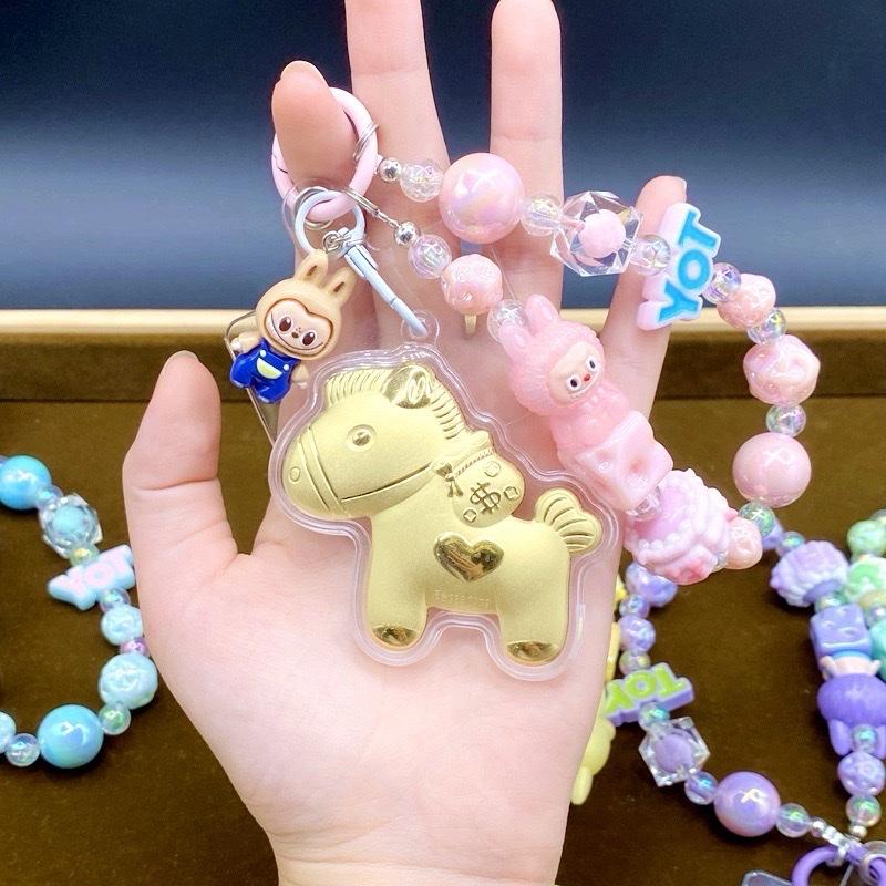 Ziyang Little Horse Keychain Pendant Bag Charm Key Holder Car Charm Hanging Decoration with Colorful Beads and Adorable Horse Design