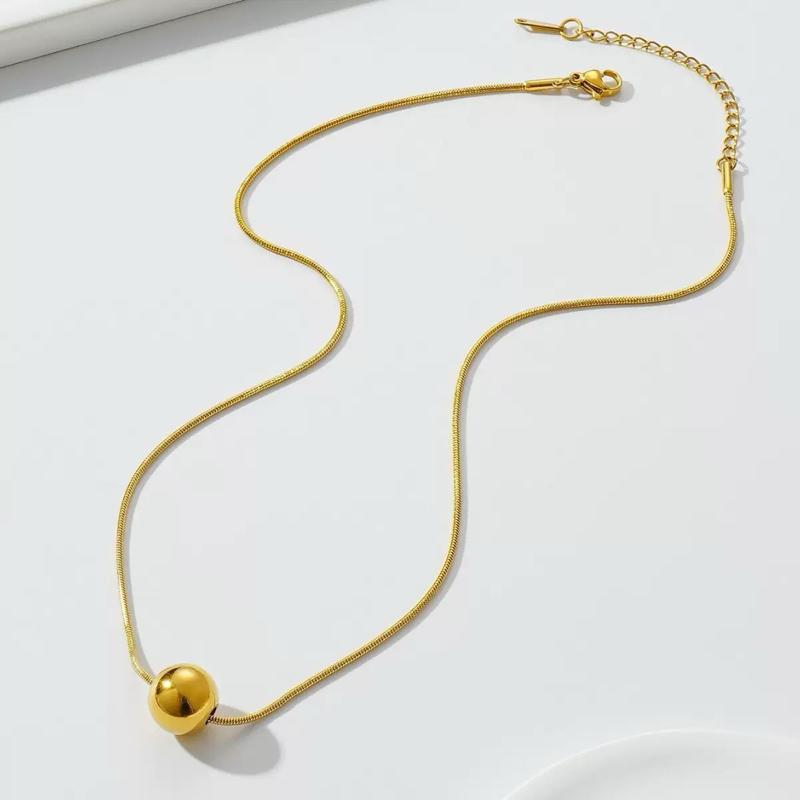 Ziyang Titanium Steel Necklace with Light Luxury and Simple Small Golden Ball Snake Chain With Box Perfect Gift