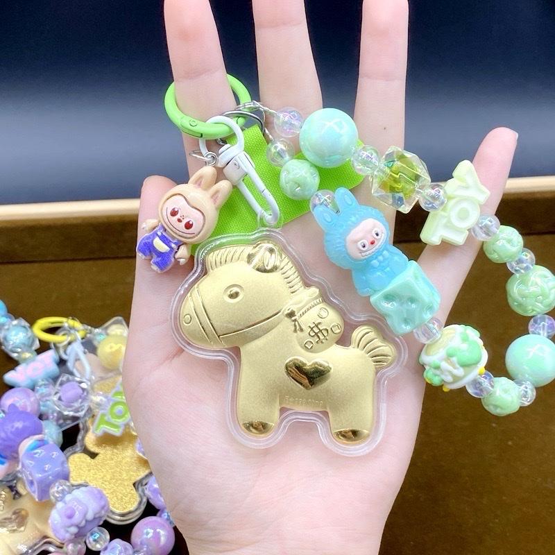 Ziyang Little Horse Keychain Pendant Bag Charm Key Holder Car Charm Hanging Decoration with Colorful Beads and Adorable Horse Design