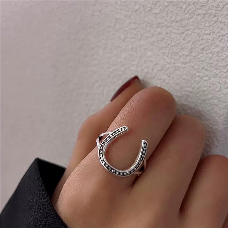 Ziyang Lucky Horseshoe Adjustable Ring Silver Stainless Steel For Women and Men Fashion Accessories jewelry