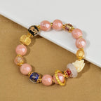 ZiyangIncense Ashes Pink Glaze Bracelet Nine-tailed Fox Love Bracelet Women's Lucky Gold Foil Bracelet