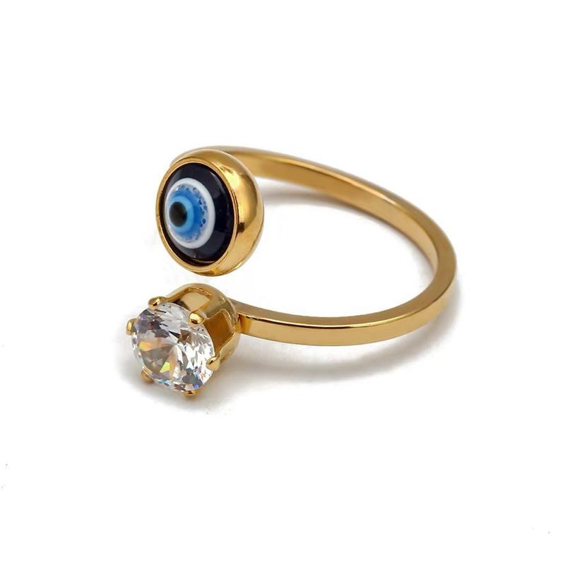 Ziyang Blessed Evil Eye Stainless Steel Ring for Women Men Lucky Knuckle Birthday Gift Jewelry with Blue Eye Design