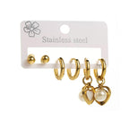 Stainless Steel Heart Earrings Set - 3 Pairs Non-Tarnish Fashion Jewelry for Women Elegant & Stylish Accessories