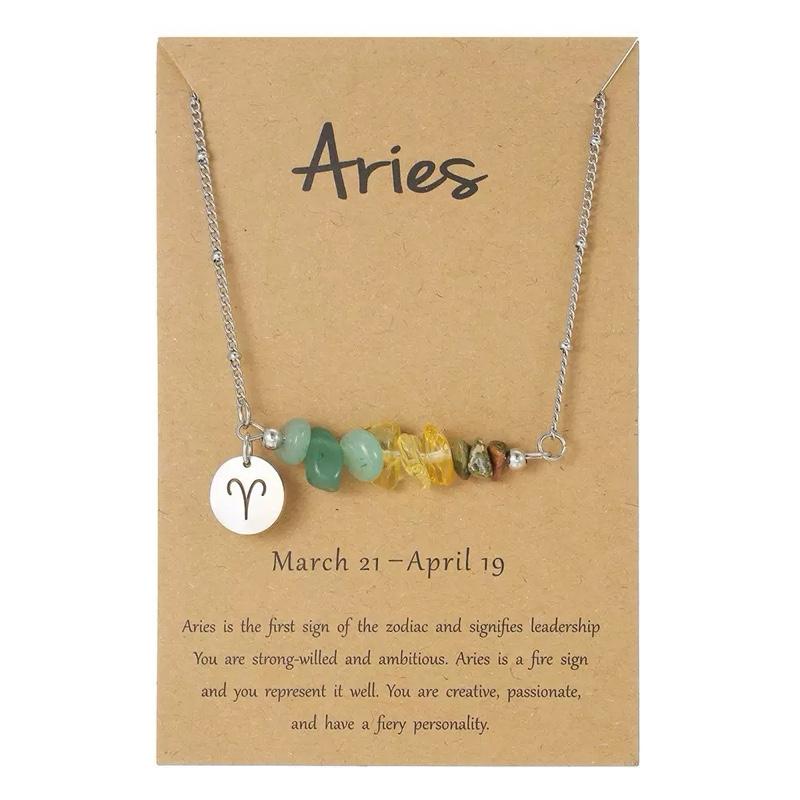 Ziyang 12 Constellation Natural Stone Beads Lucky Necklace for Men and Women - Fashion Jewelry Gift