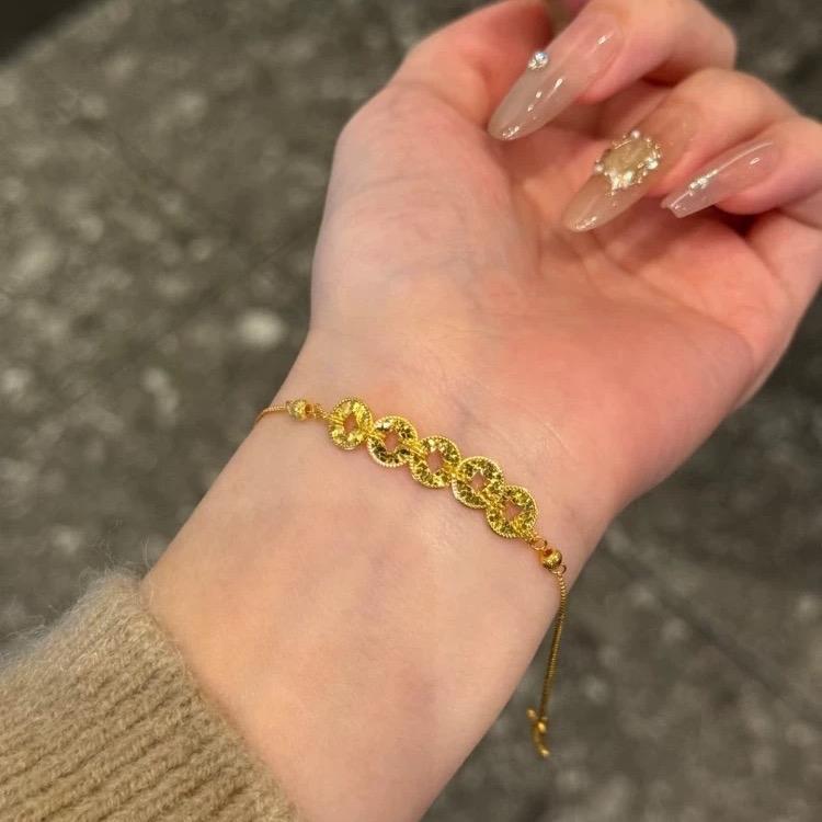 Ziyang Gold Five Emperors Coin Bracelet Lucky Money Amulet for Women - Adjustable Fashion Jewelry Gift