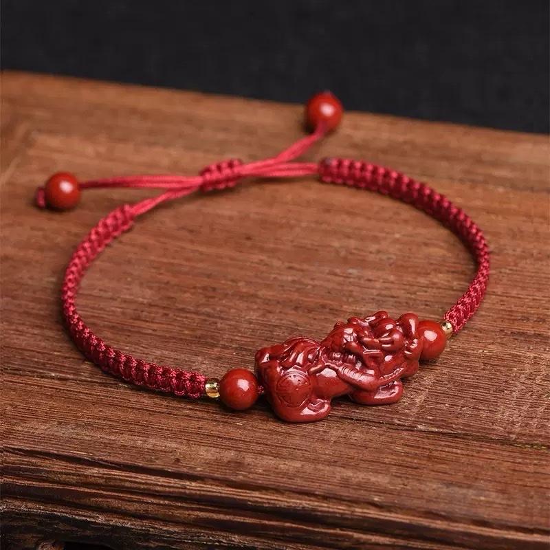 Ziyang Cinnabar Pixiu Bracelet Lucky Red String Bracelet Adjustable Bracelet For Women and Men jewelry