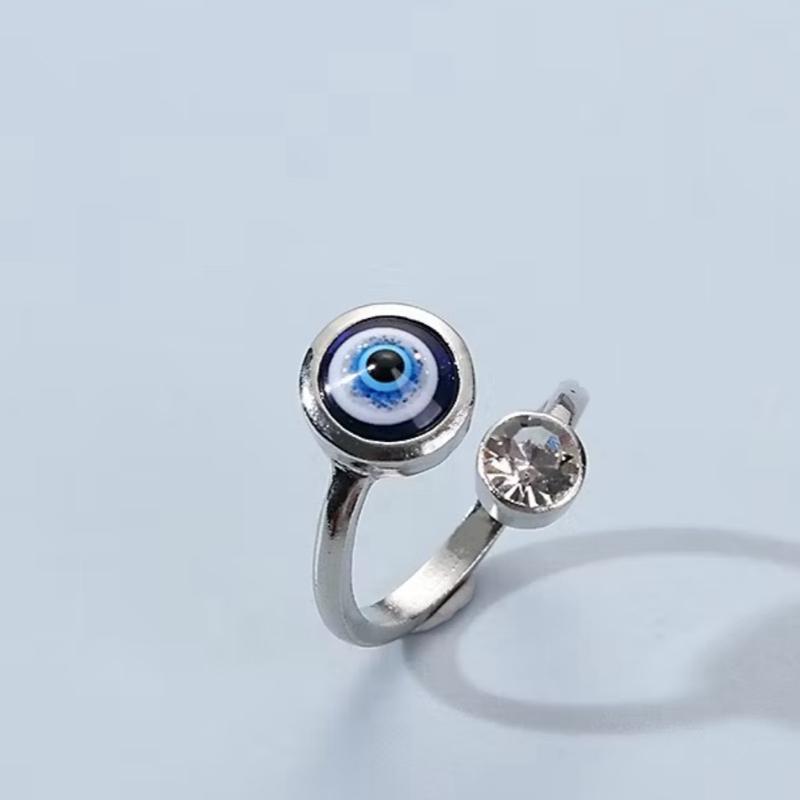 Ziyang Blessed Evil Eye Stainless Steel Ring for Women Men Lucky Knuckle Birthday Gift Jewelry with Blue Eye Design