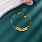 Ziyang Gold Five Emperors Coin Bracelet Lucky Money Amulet for Women - Adjustable Fashion Jewelry Gift