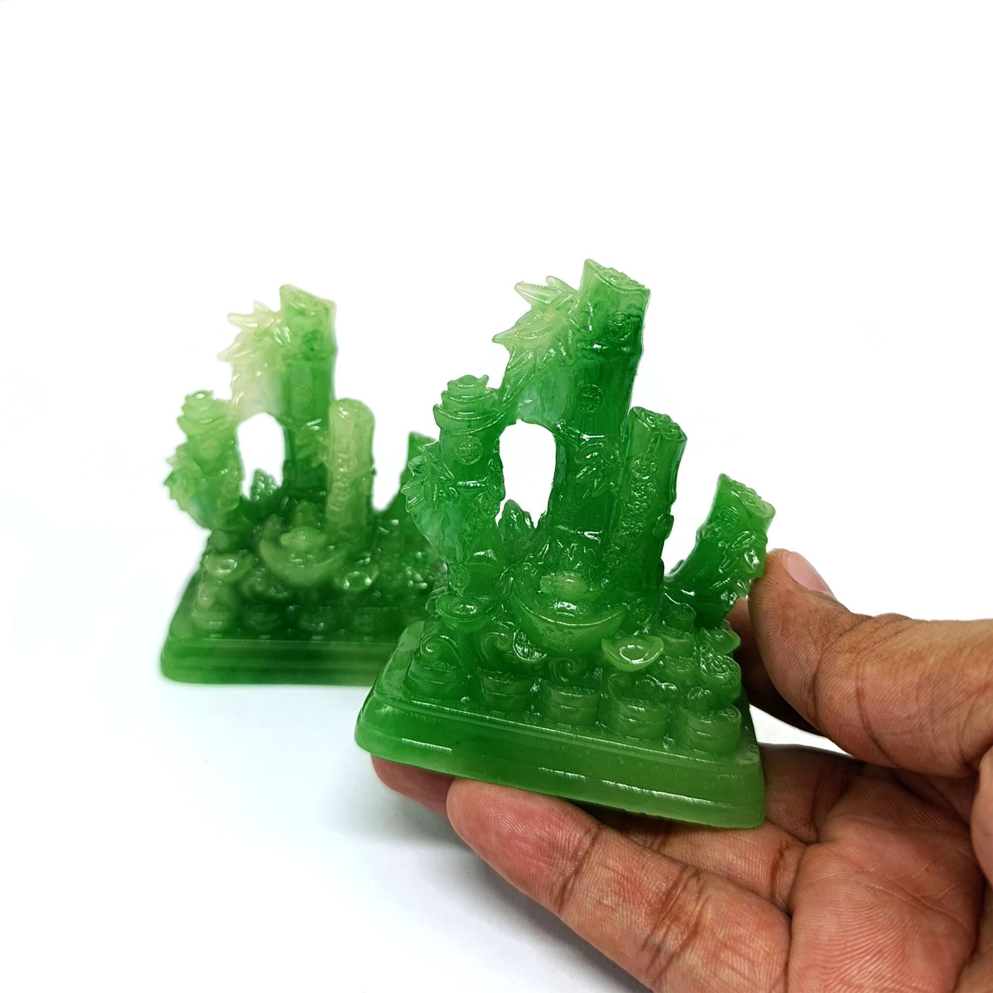 Ziyang fengshui 1pair Jade Lucky Bamboo Lucky Charm Ornaments Decor