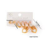 Stainless Steel Heart Earrings Set - 3 Pairs Non-Tarnish Fashion Jewelry for Women Elegant & Stylish Accessories