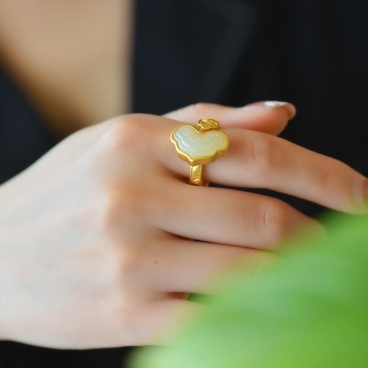 Ziyang Fengshui Lucky Charm Ruyi Ring Adjustable Size for Women Men Fashion Jewelry Accessories Elegant Design Unisex
