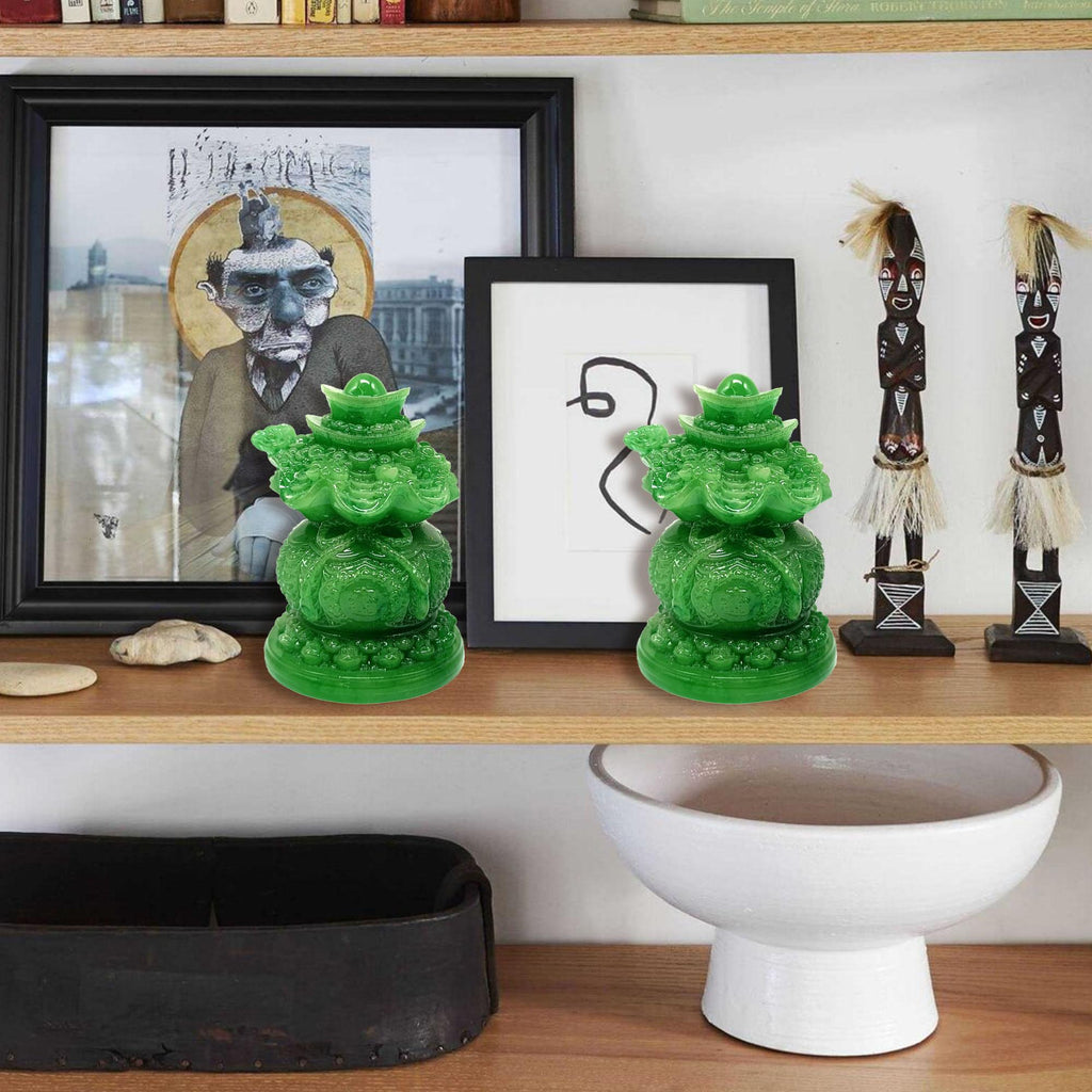 Ziyang Jade Lucky Tree & Jade Money Bag Feng Shui Display 6x9.5cm (1 pair) Ornaments Decor