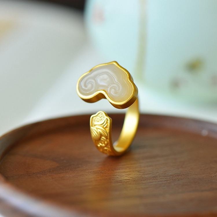 Ziyang Fengshui Lucky Charm Ruyi Ring Adjustable Size for Women Men Fashion Jewelry Accessories Elegant Design Unisex