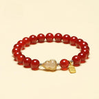 Ziyang 8mm Natural Red Agate Fu Lu Round Bead Single-Loop Bracelet with Fu Wulou Pendant for Ladies Bracelet