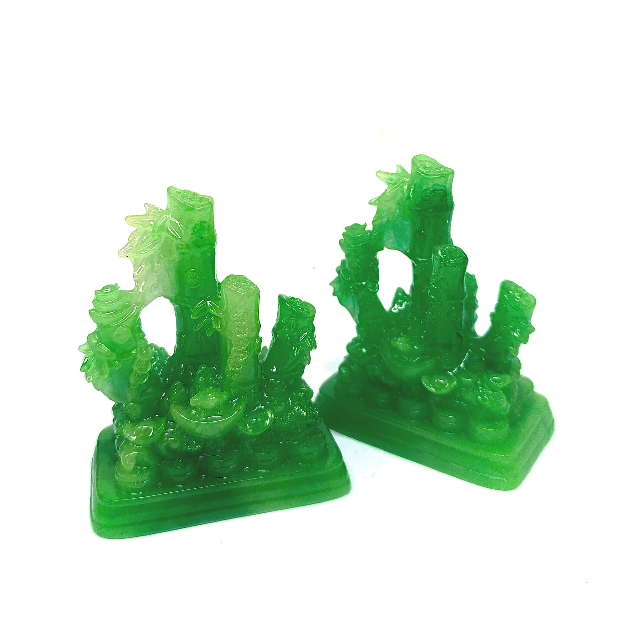 Ziyang fengshui 1pair Jade Lucky Bamboo Lucky Charm Ornaments Decor