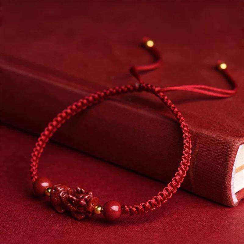 Ziyang Cinnabar Pixiu Bracelet Lucky Red String Bracelet Adjustable Bracelet For Women and Men jewelry