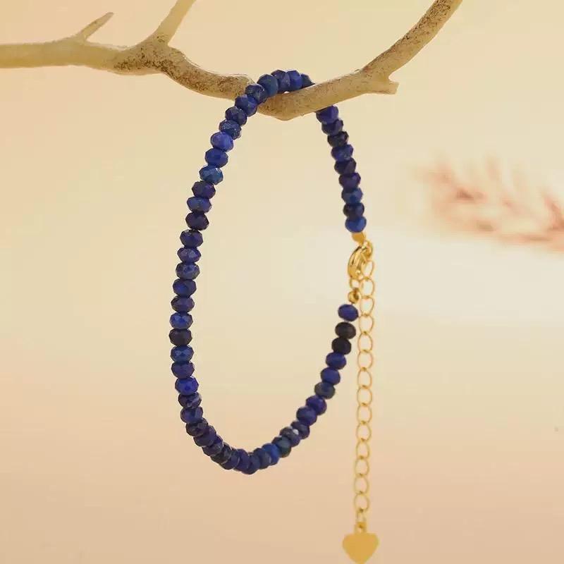 Ziyang Natural crystal energy stone bracelet 3mm lapis lazuli beads adjustable bracelet for women lapis lazuli faceted bracelet For gift Lucky charm
