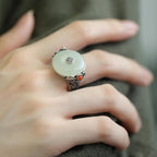 Ziyang National Style Ruyi Peace Buckle Ring for Women Adjustable Ring