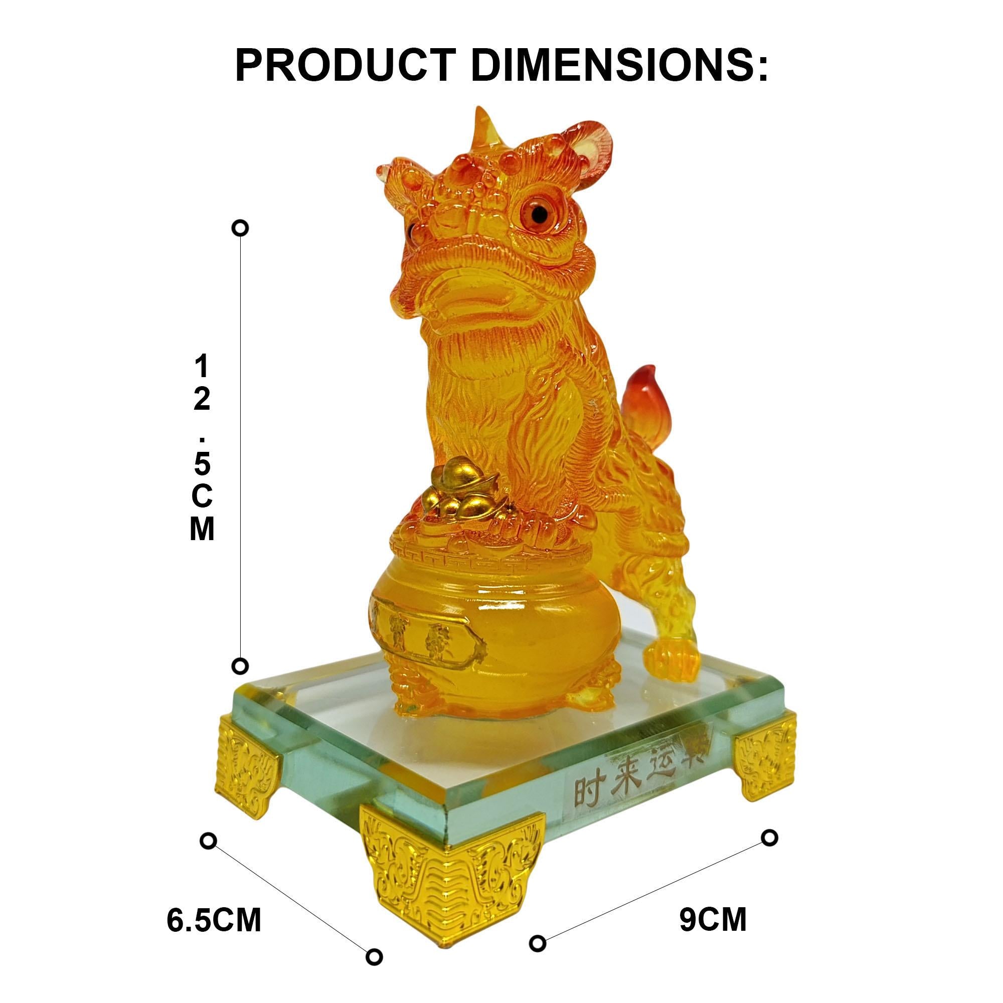 Ziyang Small Fortune Bliss Feng Shui Lucky Lion Dance Table Ornament Lucky Charm Decoration 9x6.5x12.5cm Colorful Traditional